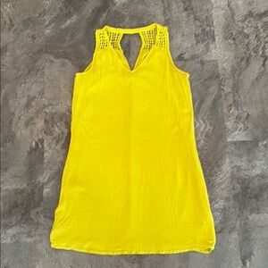 Gap Women’s Bright Yellow Sleeveless Dress, Lace Top, Lined, Summer, Size Small